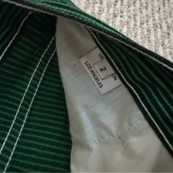 Lykke Wullf Workwear Denim Jeans in Green and Blue Railroad Stripe in Size 2 - Picture 6 of 7
